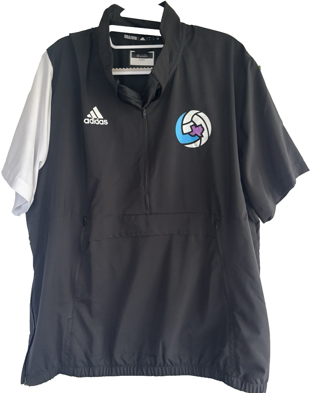 Adidas Volleyball Black Warm up Short Sleeve Jacket Top Mens L